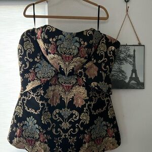 Elegant Black and Gold Brocade Dress